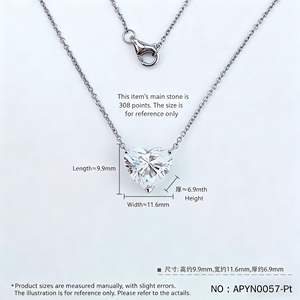 สร้อยคอเพชรแท้ Pt950 แพลตตินั่ม 1.0 กะรัต เพชรเพาะเลี้ยงรูปหัวใจ สำหรับผู้หญิง - Product Image 4