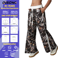 Pantalon cargo camouflage personnalisé en gros, imprimé arbre, taille élastique, coupe ample tissée pour femme, collection mi-automne