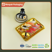de banquet jetable de luxe dorée en plastique PET de qualité alimentaire, épaissie, recyclable, portable pour biscuits, fruits