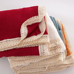 Manta de muselina de algodón para bebé, edredón con flecos, venta al por mayor - Product Image 3