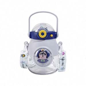 Botella de agua de plástico ecológica de 900 ml con diseño de dibujos animados para niños, con pajita y asa, ideal para guardería y escuela. - Product Image 6