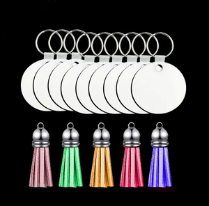 Décoration d'intérieur, porte-clés rond personnalisé à sublimation, avec pompon - Product Image 6