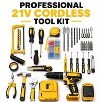 Kit d'outils de perçage professionnel 21V sans fil avec moteur sans balais, ensemble complet de réparation domestique 120 pièces, embouts de tournevis et outils à main