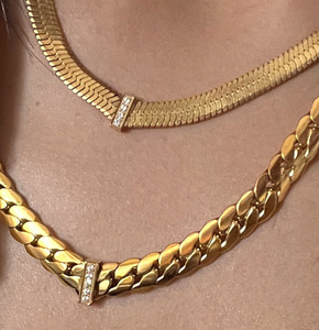 Nuova Collana Trendy 2025 in Acciaio Inossidabile Placcato Oro 18K Antiossidante con <span class=keywords><strong>Cuore</strong></span> Portafortuna e Catena Intrecciata da 8mm - Product Image 4