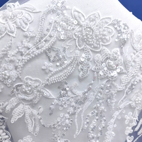Tissu en dentelle de tulle brodé de perles et de sequins en forme de poire pour robe de mariée, rideau, nappe DIY