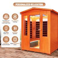 Sauna extérieur en bois de cèdre rouge pour 2 à 4 personnes, 2,6 kW, infrarouge lointain, avec commande intelligente et haut-parleur Bluetooth – Stock USA