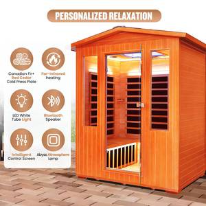 Sauna de Madera de Cedro Rojo para Exteriores, para 2-4 Personas, 2.6KW, con Control Inteligente y Altavoz Bluetooth, Disponible en EE. UU. - Product Image 2