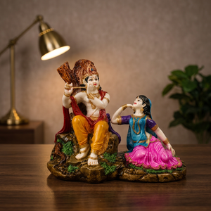 Nirmala Handicrafts - Estatua de Resina Hecha a Mano de Radha Krishna con Flauta |   Figura Religiosa Hindú Tradicional para Decoración del Hogar - Product Image 3