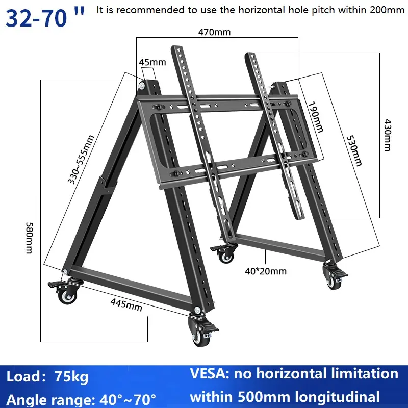 Carts TV bracket para 32/43/70 inches removable LED LCD tv stand with cold rolled steel plate monitor mount
