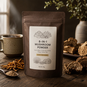 Mélange d'extraits de champignons 8-en-1 avec Crinière de <span class=keywords><strong>lion</strong></span>, Cordyceps, Reishi, Chaga, Queue de dinde pour café instantané - Product Image 1