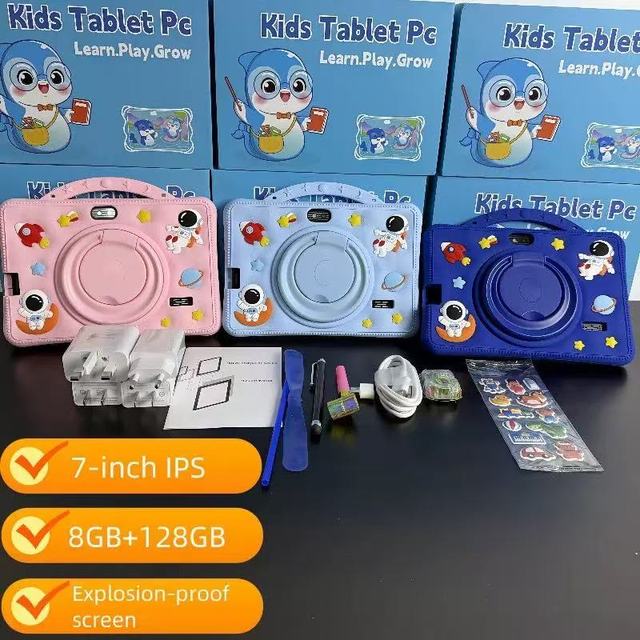 2025 New Kids Tablets with 7-inch Tablet for Kids 8+128G Learning APP Android 14 WiFi Children's Toy Kids Tablet