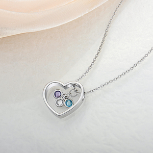 Collar con colgante de corazón de plata de ley 925, piedras de colores, Circonia cúbica, Corazón