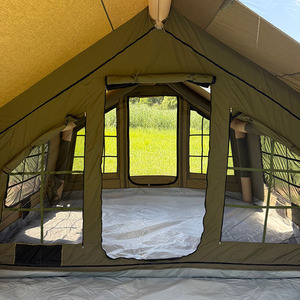 Tente de camping familiale gonflable en coton de couleur foncée, 18,16 mètres carrés, imperméable, quatre saisons - Product Image 4