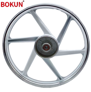 Rines de Motocicleta de Aleación de Aluminio Forjado Plateados, <span class=keywords><strong>con</strong></span> Freno de Tambor Trasero de Gran Diámetro de 1.6x17 Pulgadas y Seis Radios Inclinados - Product Image 5