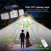 3 lampes solaires à détecteur de mouvement réglables, projecteurs solaires LED étanches avec télécommande pour extérieur, cour, garage