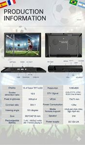 Televisor LED Inteligente Portátil de 15.4 Pulgadas con Android, Pantalla <span class=keywords><strong>HD</strong></span> 16:9, 300cd/m², Sintonizador DVB-T2 ATSC ISDB para <span class=keywords><strong>Ver</strong></span> Partidos de Fútbol en Vivo - Product Image 3