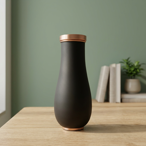 Premium Matte Black Pure Copper Bedside Carafe Jar 1500ml Powder Coated Charcoal <b>Pot</b> Luxury Wellness Metal Drinkware <b>Set</b> - Product Image 1