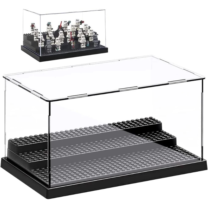 Vitrina para mini figuras de acción con sistema de iluminación para figuras coleccionables Pop y juguetes, 11.8 x 9.1 x 6.7 pulgadas a prueba de polvo (1 juego) transparente Vitrina para mini figuras de acción con sistema de iluminación para figuras coleccionables Pop y juguetes, 11.8 x 9.1 x 6.7 pulgadas a prueba de polvo (1 juego) transparente