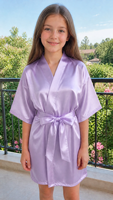Robe en satin de couleur unie pour enfants, kimono court, peignoir pour filles, costume de fête, séance photo, vêtements de nuit, cadeau