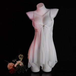 Chemise de nuit sexy en dentelle pour femmes, sans manches, transparente, avec entrejambe ouvert, vêtements de nuit 8021 - Product Image 2