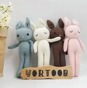 En gros Tricoté Mignon Bébé Confort Poupée Lapin Crochet Animal Jouet À La Main Amigurumi Lapin En Peluche Jouet