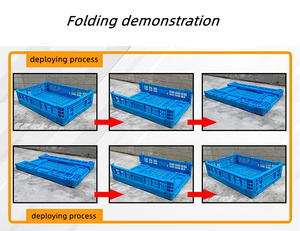600x400x160mm có thể gập lại lưu trữ Crate phong cách lưới thiết kế Stackable và đóng mở nhựa <span class=keywords><strong>PP</strong></span> gấp Crate - Product Image 4