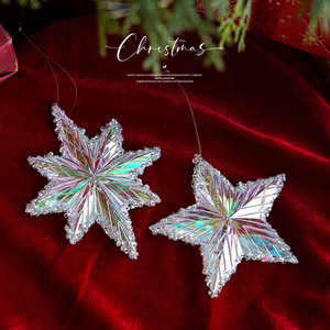 Adornos Navideños LINGKAI, Estrellas Transparentes Iridiscentes, Copos de Nieve, Colgantes Acrílicos para Árbol de Navidad, Decoración Festiva - Product Image 1