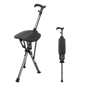 N28SGR- # A #   <span class=keywords><strong>Canne</strong></span> pour personnes âgées en alliage d'aluminium à ouverture rapide, avec <span class=keywords><strong>support</strong></span> triangulaire pliable, assise pliable et billes flottantes - Product Image 1