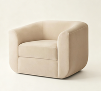 Fauteuil d'appoint cubique arrondi avec accoudoirs incurvés et enveloppants, chaise longue rembourrée, canapé individuel moderne et minimaliste en tissu pour salon