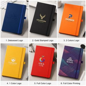 Wholesale Custom <b>A6</b> Logo Printed Pu Leather Notebook for Business Promo Gift Hard Cover Notebooks - Product Image 4
