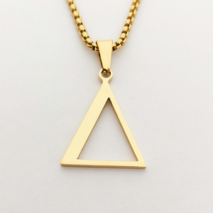 Alta calidad chapado en oro 14k minimalismo diseño de la geometría COLLAR COLGANTE Trilateral forma colgante collar - Product Image 6