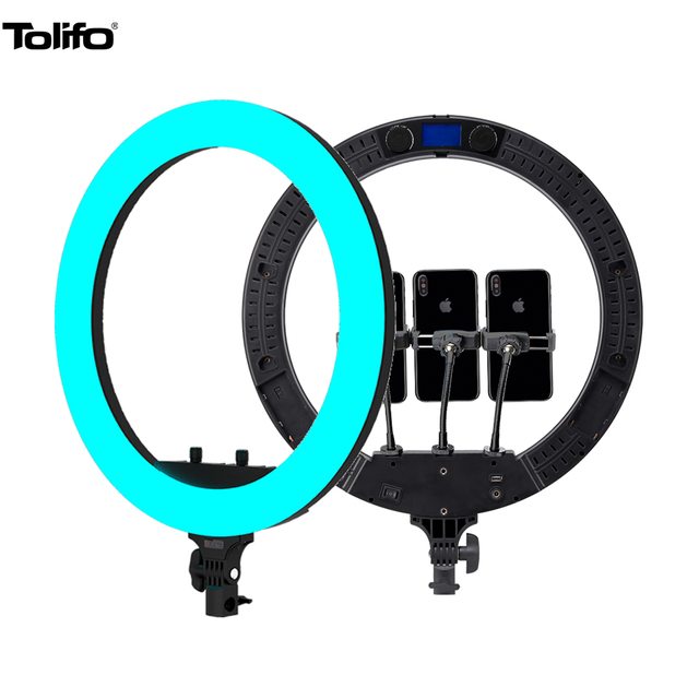 Tolifo 19 Inch RGB Beauty Ringlight Video Selfie LED 18 Inch Ring Light for Make up Live Broadcast