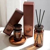 Diffuseur de parfum en rotin sans flamme avec couvercle en bois, ornements d'aromathérapie pour chambre à coucher, parfum d'huile essentielle longue durée 60-90