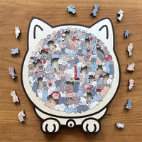 Puzzle en bois créatif en forme de chat, ornement décoratif, jouet de puzzle irrégulier pour la décoration de table à la maison, fournitures de jeu de société