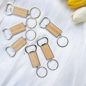 Bamboo Metal Bottle Opener Keychain Engraved Advertising Halloween Holiday Pendant Favors Wedding Custom <b>Presents</b> Crafts - Product Image 2