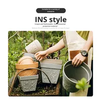 Pot Bunga Perilla Persegi Plastik Desain Minimalis Nordik dari Pabrik, Pot Tanam Sukulen Pengontrol Akar untuk Tanaman Pot