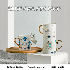 Solhui nordico Design in ceramica tazza da tè blu <span class=keywords><strong>malocchio</strong></span> tazza con manico in oro per <span class=keywords><strong>caffè</strong></span> o tè regalo per occasioni - Product Image 3