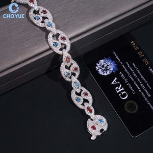 Pulsera de eslabones cubanos de moissanita chapada en rodio 925S con corte marquesa y engaste pavé de colores, joyería de lujo para mujer, precio mayorista - Product Image 3
