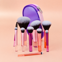 Maßgefertigtes 10-teiliges Tragbares Make-up-Pinsel-Set, Fächerpinsel mit Weichen Synthetischen Haaren, Reißverschlusstasche, Gesichts-, Augen-, Lippen- und Augenbrauenpinsel für Reisen