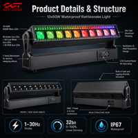 10x60W LED Dotline Moving Head Stage Wash DMX IP67 Étanche Rattlesnake Strip Lights Beam Wash Pixel Light RGBW 2800-8500K