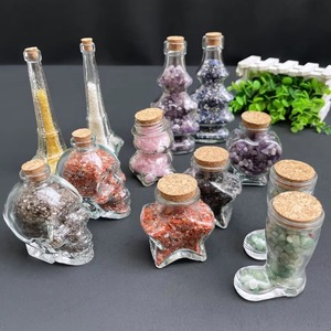 Wholesale Polished Crystal Chips <b>Bottle</b> Quartz Gravel Tumble Stones Skulls Wishing <b>Bottle</b> for Meditation Love Theme - Product Image 1