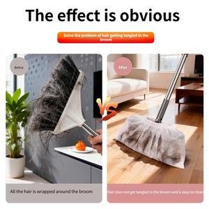 Juego de Escoba y Recogedor Vertical para el Hogar con Fundas Desechables para Quitar el Polvo, para Limpiar Pelo de Mascotas y Polvo - Product Image 3