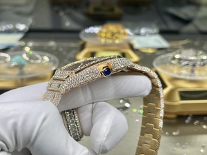 Personalizado de alta calidad a prueba de agua 39,8mm 9015 movimiento de oro rosa VVS reloj de moissanita de hielo de diámetro completo - Product Image 5