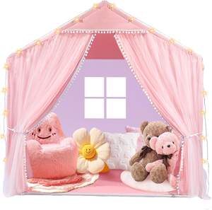 Tentes de jeu roses pour enfants, tente d'intérieur et d'extérieur pour tout-petits, tente de jeu pour enfants, grand château tipi pour bébés - Product Image 1