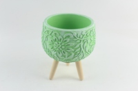 Pots de fleurs ronds de couleur verte bon marché VASE de style européen avec décoration de bureau de jardin et de bureau en ciment