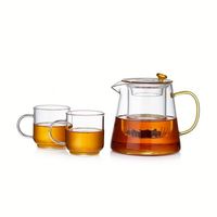 Théière en verre sans plomb écologique USSE avec infuseur amovible, capacité 600ml/750ml, pour café et thé, vaisselle simple et moderne