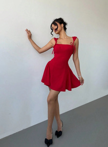 Purely Seductive Sexy Solid Summer Woven Anti-static OEM Service Casual Puffy <strong>Dress</strong> - Product Image 6