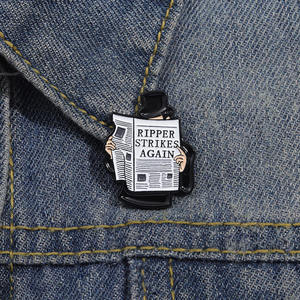 Broche de Metal con letras inglesas de personalidad creativa para leer <span class=keywords><strong>el</strong></span> periódico, insignia con forma de <span class=keywords><strong>hombre</strong></span>, Medalla decorativa, 100 Pines, técnica de fundición - Product Image 3