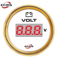 Voltmeter Digital Universal 52mm Baru dengan Layar Tampilan 9-32V dan Lampu Latar Delapan Warna Bezel 316L Merek ECMS