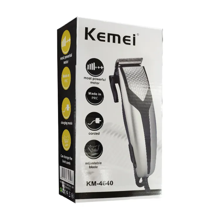 Kemei KM-4640 cortador de cabelo elétrico, 12w, com faca de barbear, elétrico, para adultos e crianças, em casa